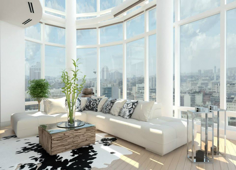Elegant white themed living room