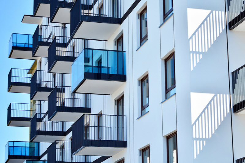 Architectural details of modern apartment building.