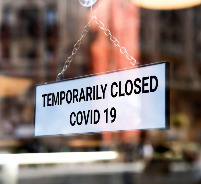 Store sign, temporarily closed. Coronavirus sign in a store