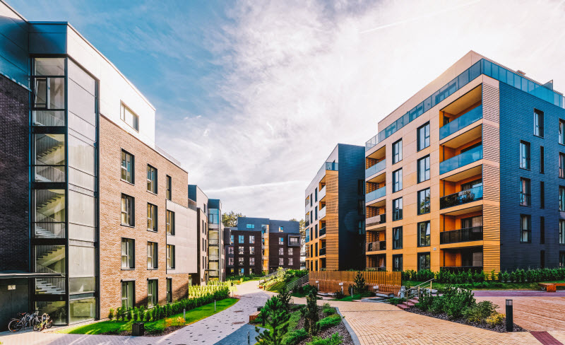 Modern european complex of apartment buildings